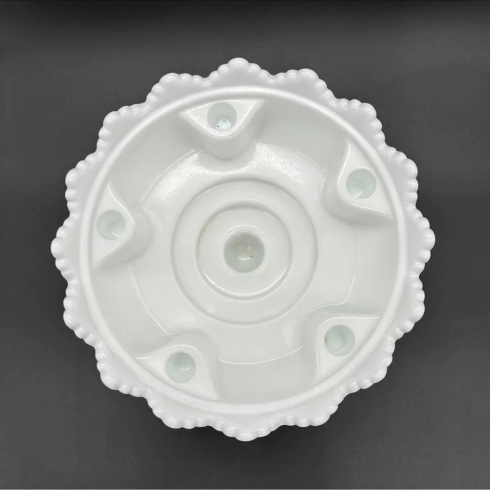 Vintage Fenton Hobnail Milk Glass Footed Flower Bowl Pedestal Candle Holdr White